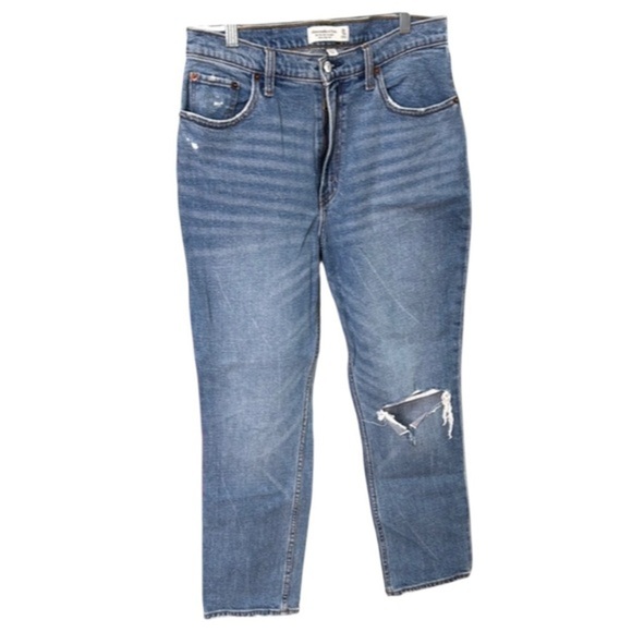 Abercrombie & Fitch Blue Straight Leg Distressed Jeans – Size 30 Extra Short - Picture 1 of 6